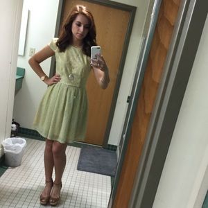 Yellow/Light Blue Lace Sweet Dress